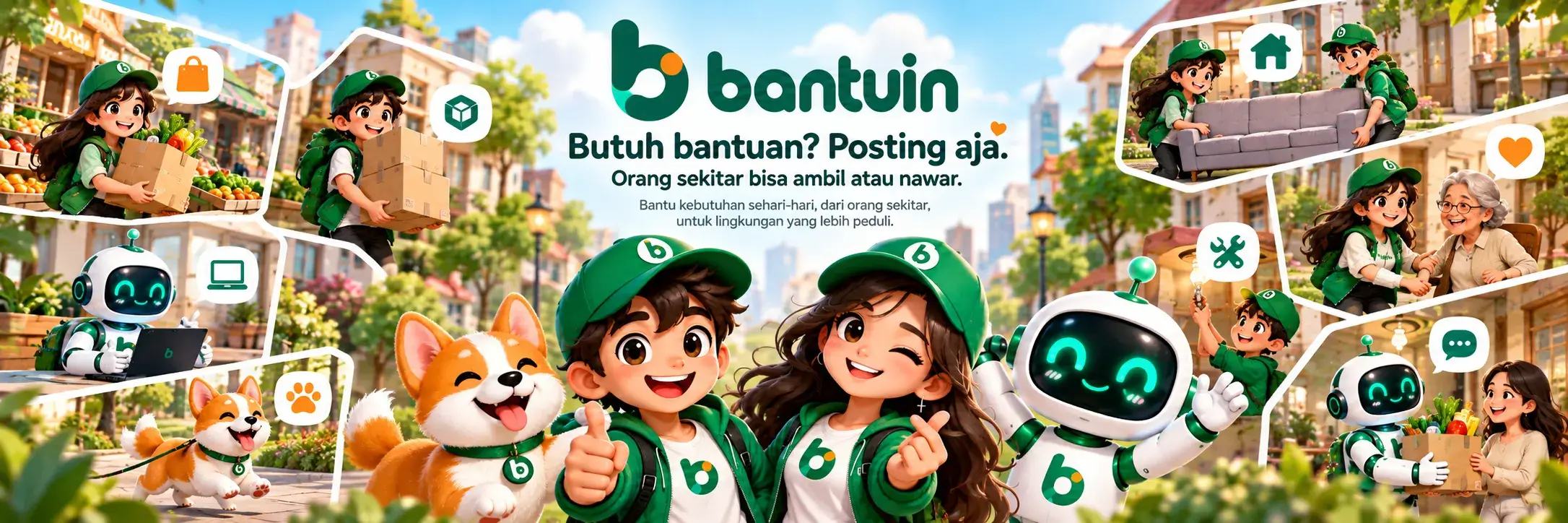 Warga saling membantu untuk kebutuhan sehari-hari melalui Bantuin